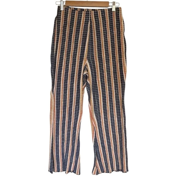 Free People Fine Line Slim High Waist Flare Striped Textured Pant Small Boho - Picture 7 of 13